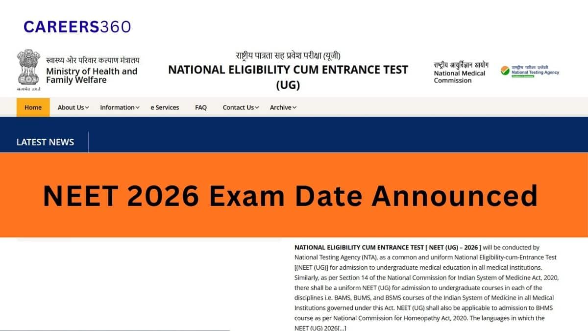 NEET UG 2026 Exam Date Announced by NTA: Schedule & Timing @neet.nta.nic.in
